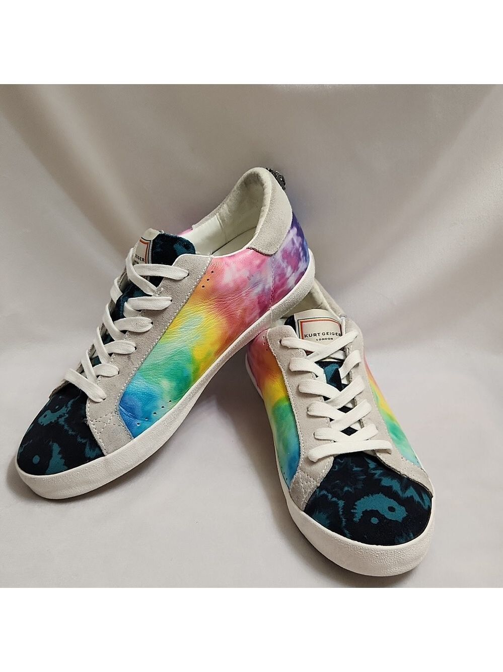 Kurt Geiger London Lexi Eagle Rainbow Leather Tie-Dye Sneakers (W Size 38.5)